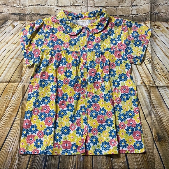 Vintage Strasburg Yellow Pink Daisy Floral Hippie Print Button Up Shirt - Picture 1 of 4